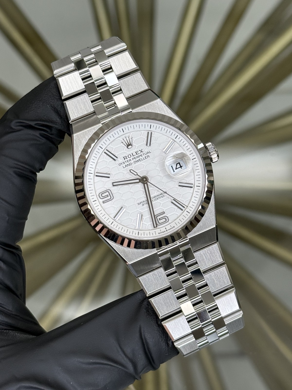 2026 Rolex Land-Dweller 40 White Honeycomb Dial on Flat Jubilee 127334 Card