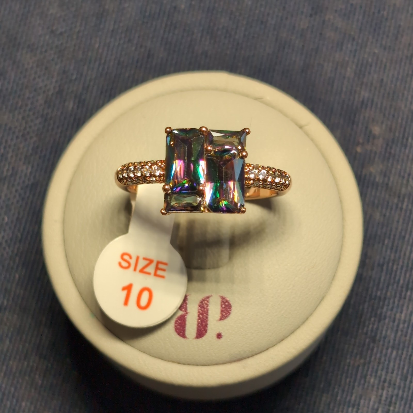 Bomb Party Ring Size 10 RBP6693 Sweet Lady Love Rainbow Topaz Rose Gold Plating