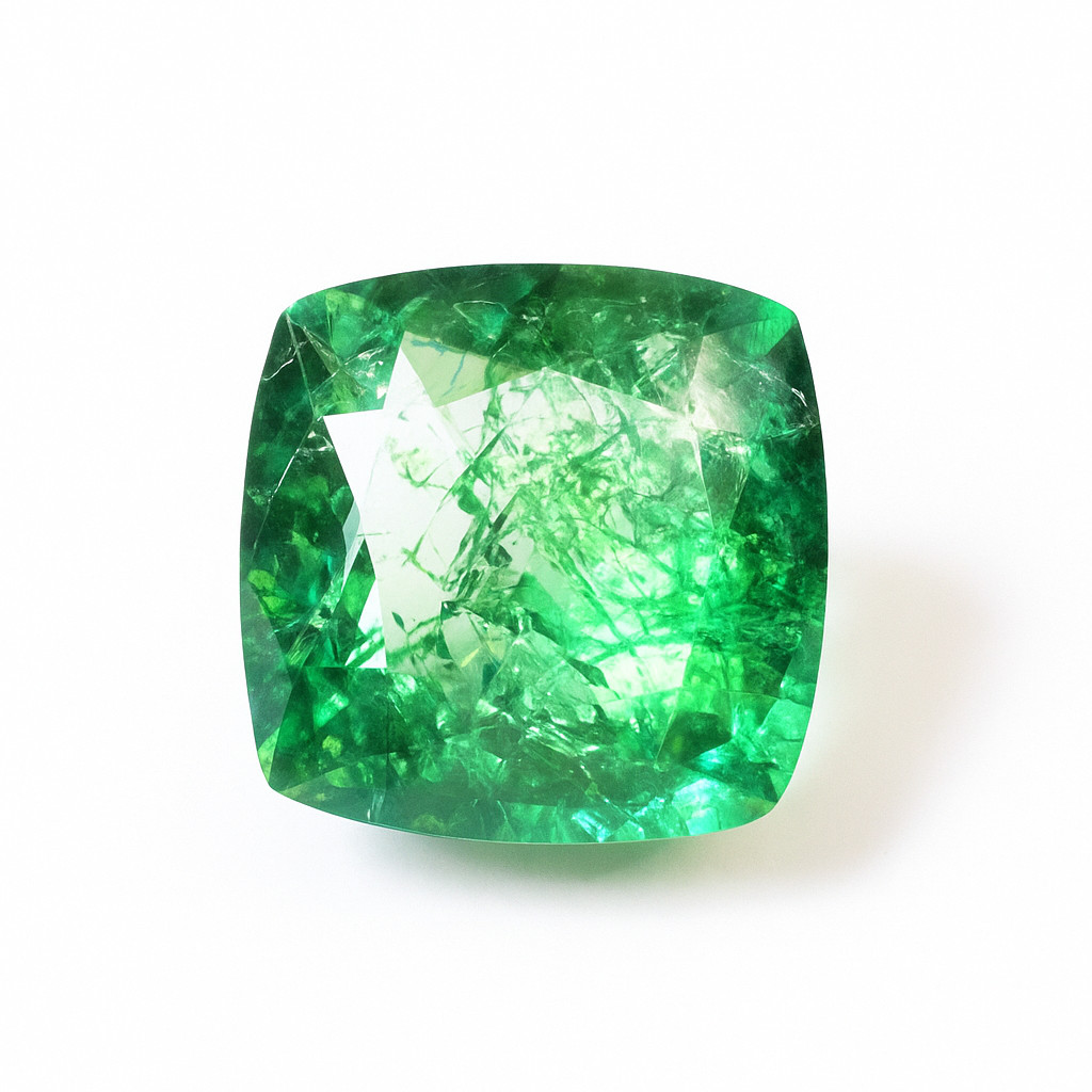 Zambian Natural Green EMERALD 7.15 Ct Square Cushion Cut CERTIFIED Gemstone