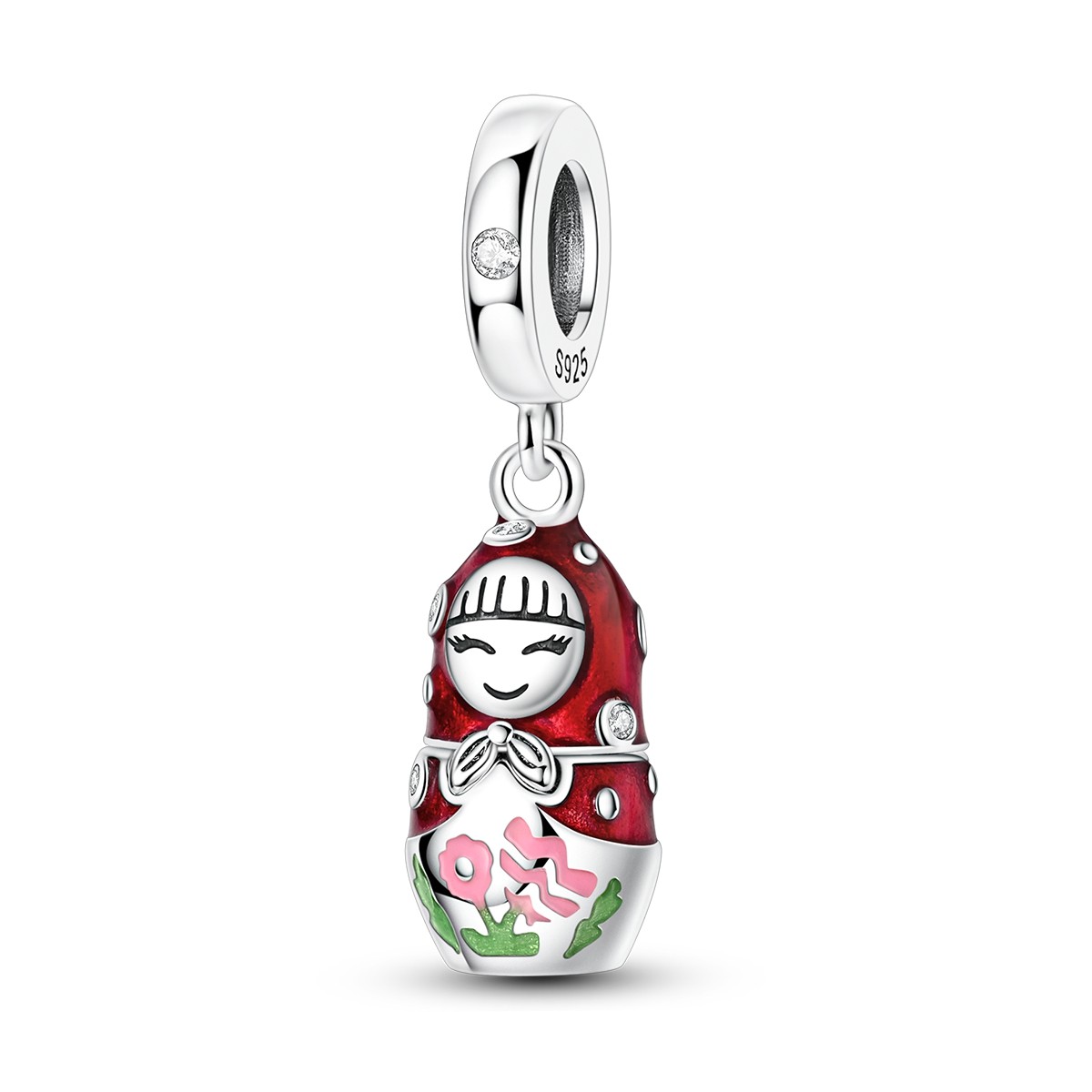 MULA 925 Sterling Silver DIY Charm Cleart AAA CZ Doll Pendant for Women Bracelet