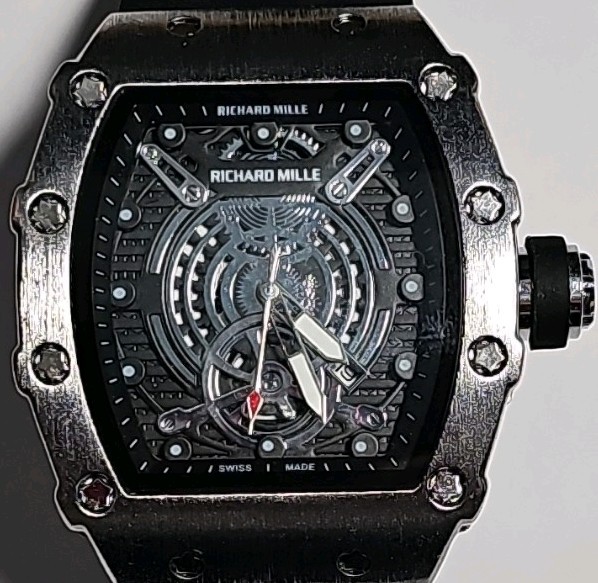 Richard Mille Swiss Made Automatic Skeleton Dial Titanium Tonneau Watch