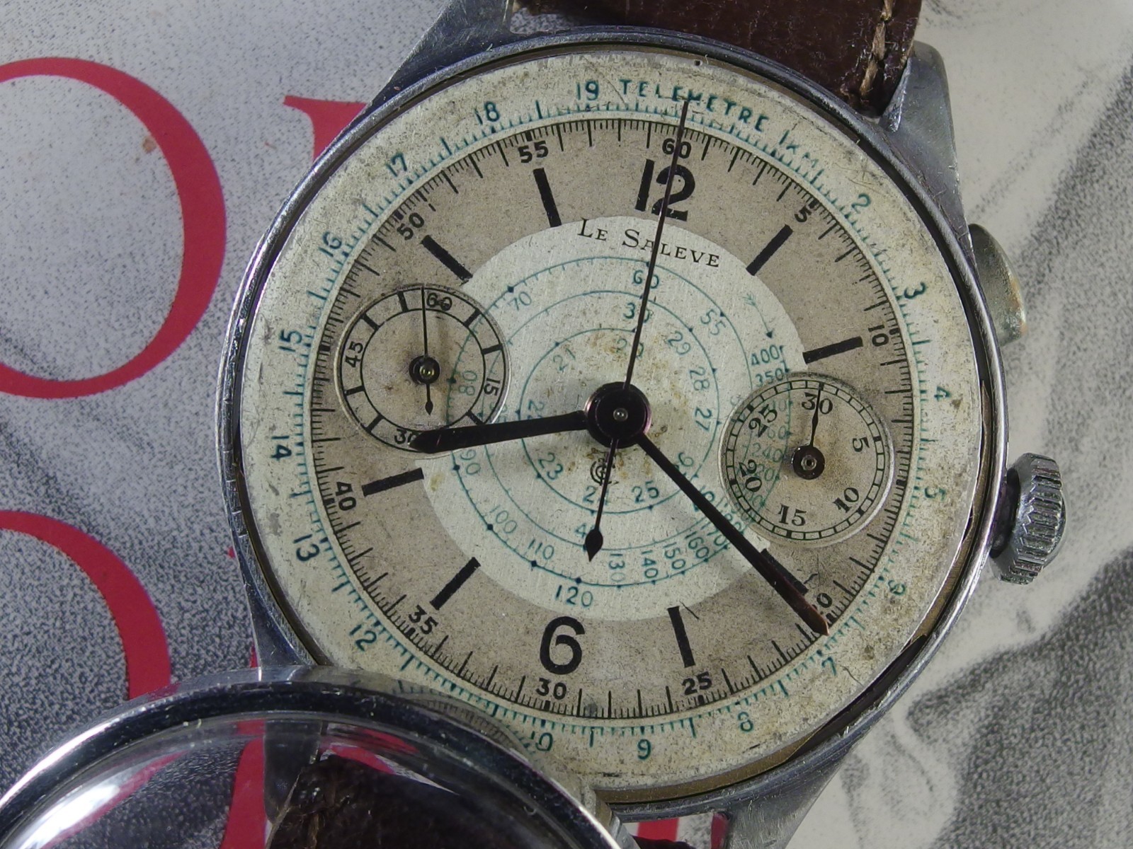 4287 VINTAGE VALJOUX GHT MONOPUSHER CHRONOGRAPH SIGNED LA SALEVE, 1930’ies