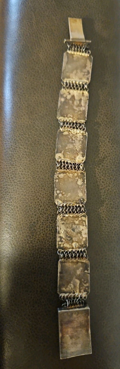 Antique 1920s Chinese Export Silver Filigree Scrimshaw Bone Panel Bracelet – Art