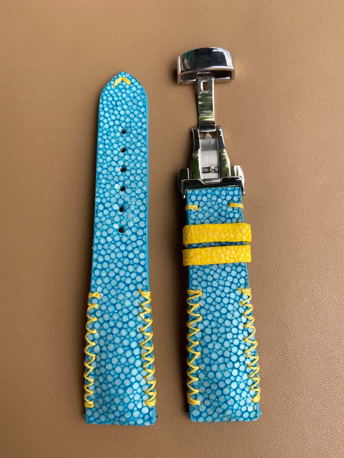 Blue Stingray Leather Watch Strap Band, Size 18mm 19mm 20mm 21mm 22mm 24mm 26mm