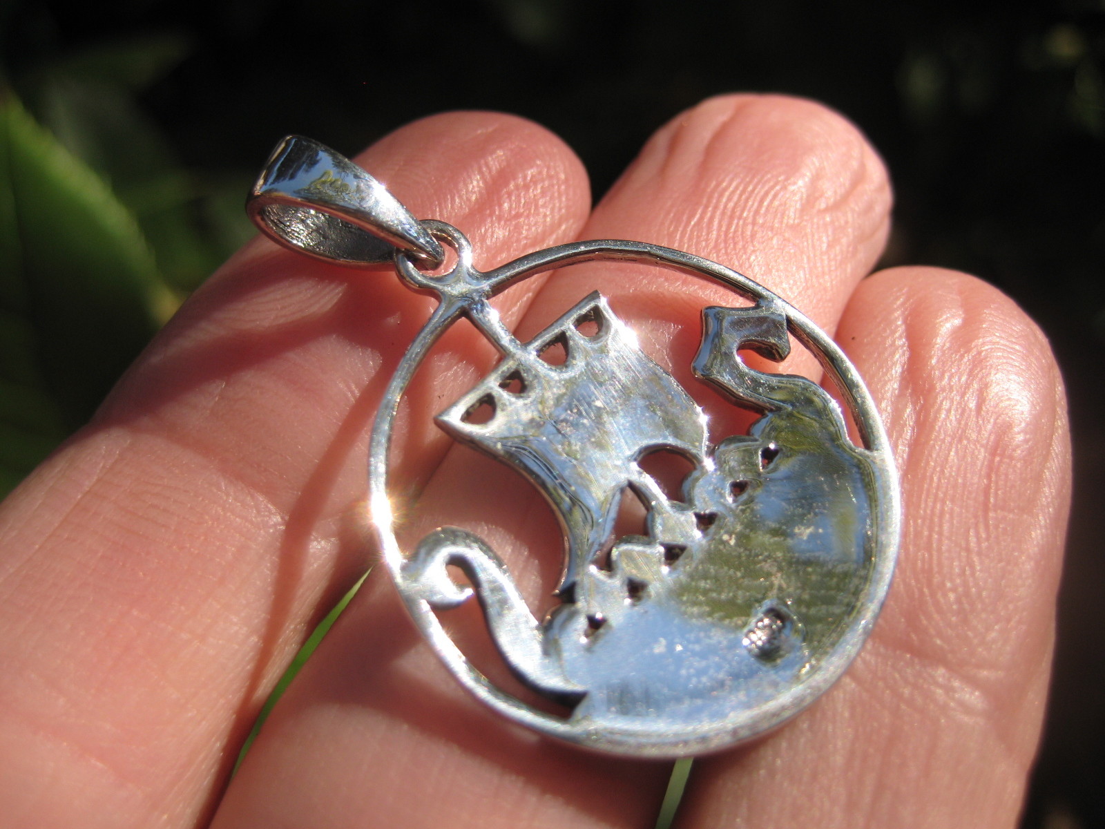 925 silver Norse viking ship boat pendant necklace Thailand jewelry art A14