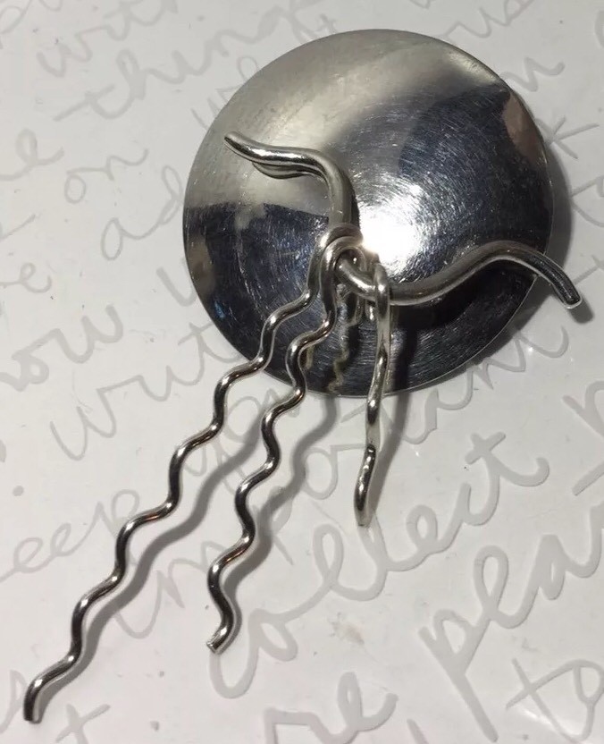 SUSAN CUMMINGS Handmade MODERNIST 925 Sterling Silver Articulated Brooch 11.5g