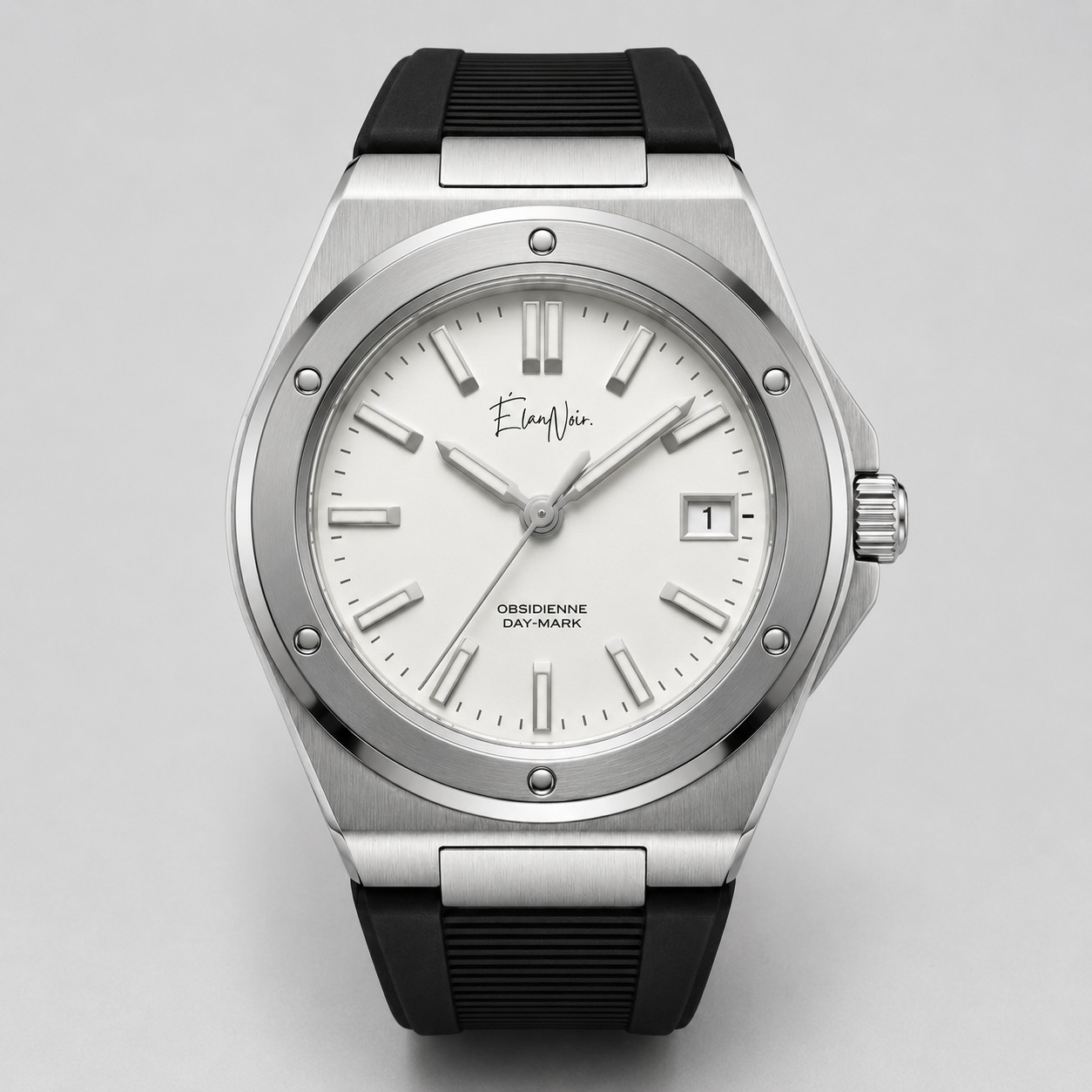Élan Noir Obsidienne Day-Mark Automatic Watch White Dial Sapphire Steel 41mm