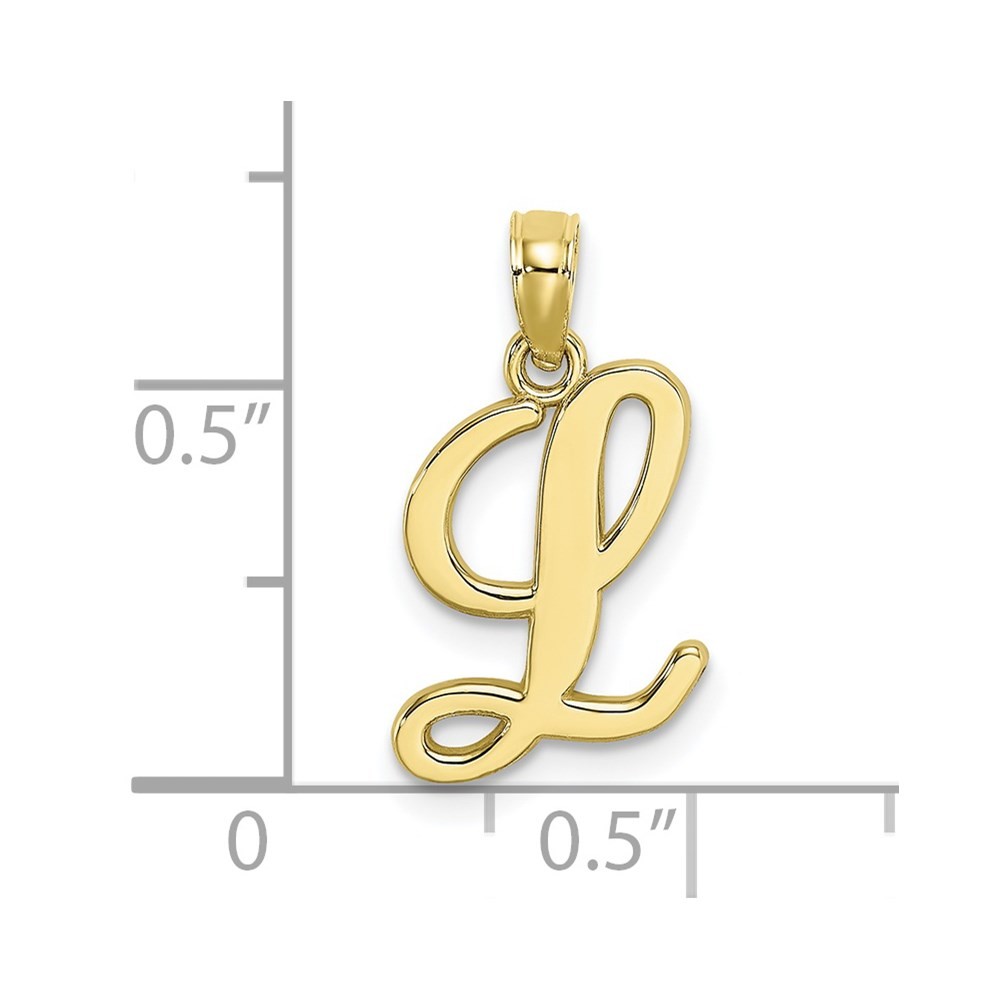 10K Yellow Gold Polished L Script Initial Charm Pendant L-20.6 mm