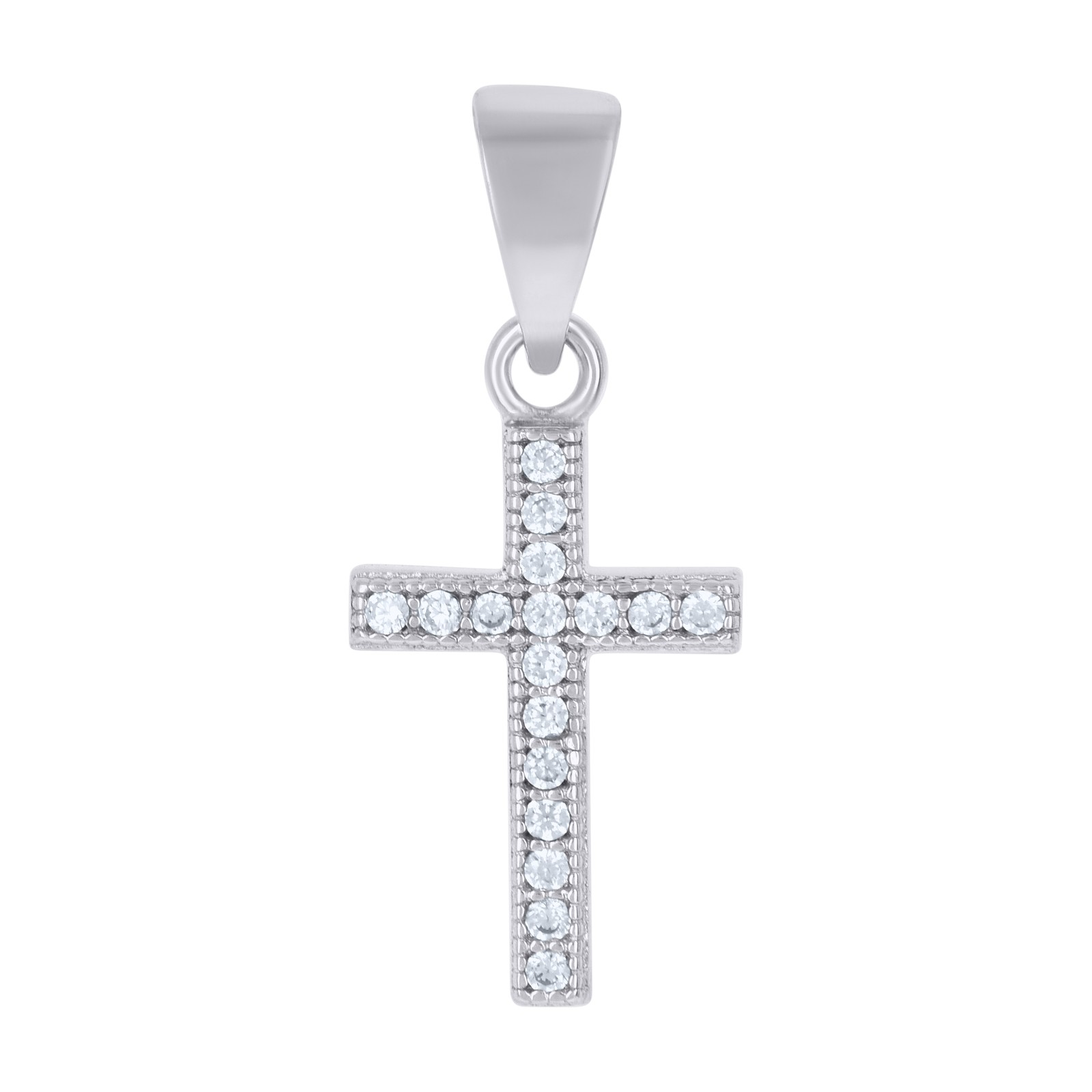 925 Sterling Silver Womens Cubic-Zirconia Cross Religious Charm Pendant