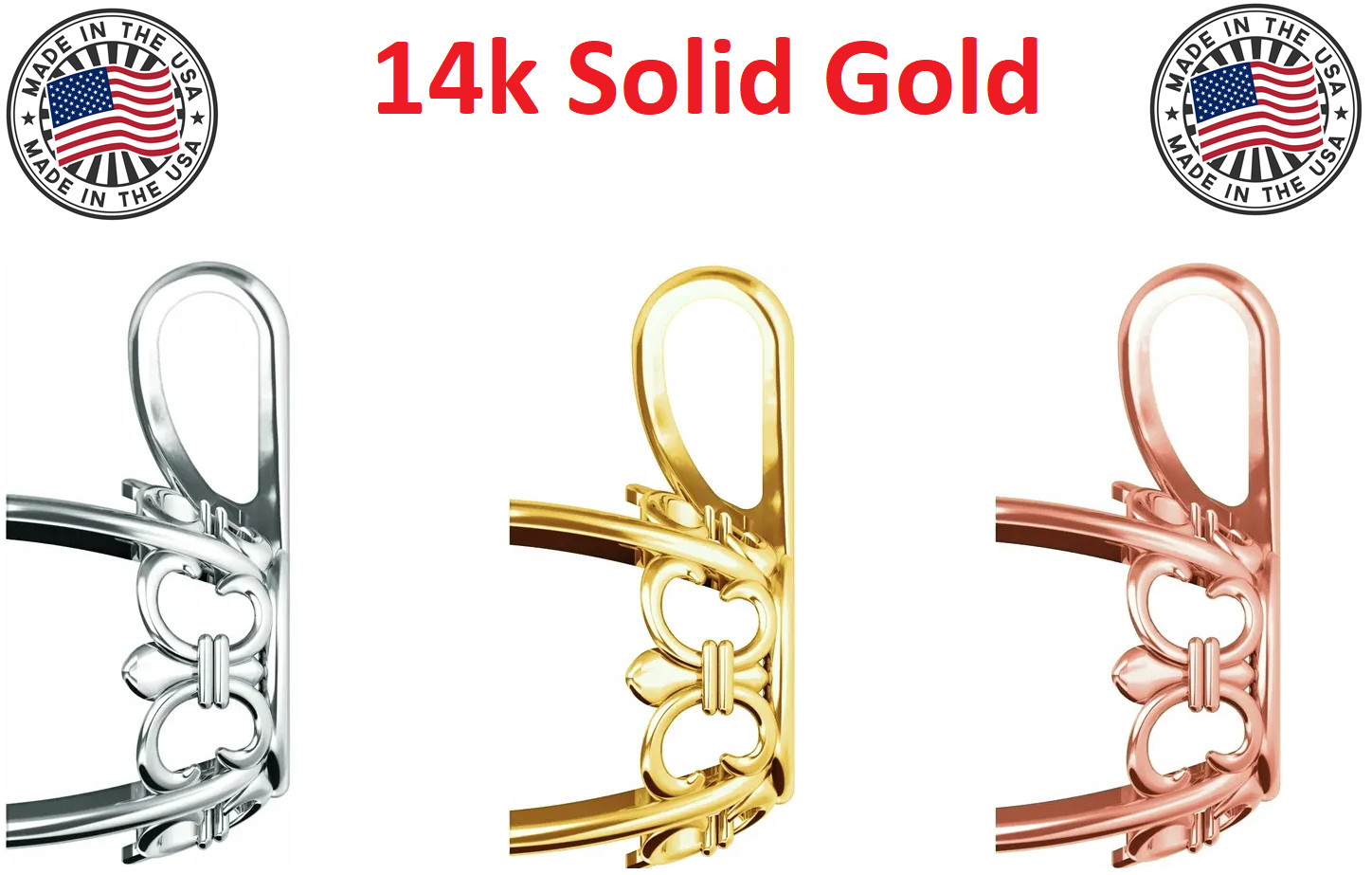 14K Gold Oval 4-Prong Fleur-de-lis Pendant Setting 6x4mm-12x10mm