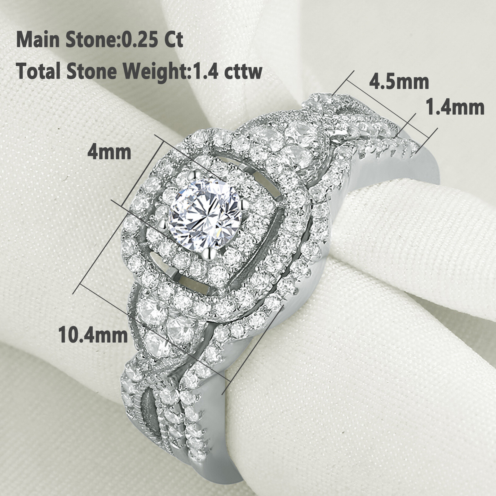 925 Silver Wedding Band Set Engagement Ring Set Promise Ring for Her AAAAA CZ
