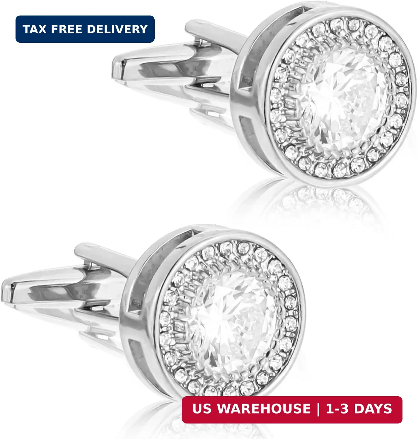 Cufflinks for Men Cuff Links Diamond Crystal Cuff Mens Personalized Classic Roun