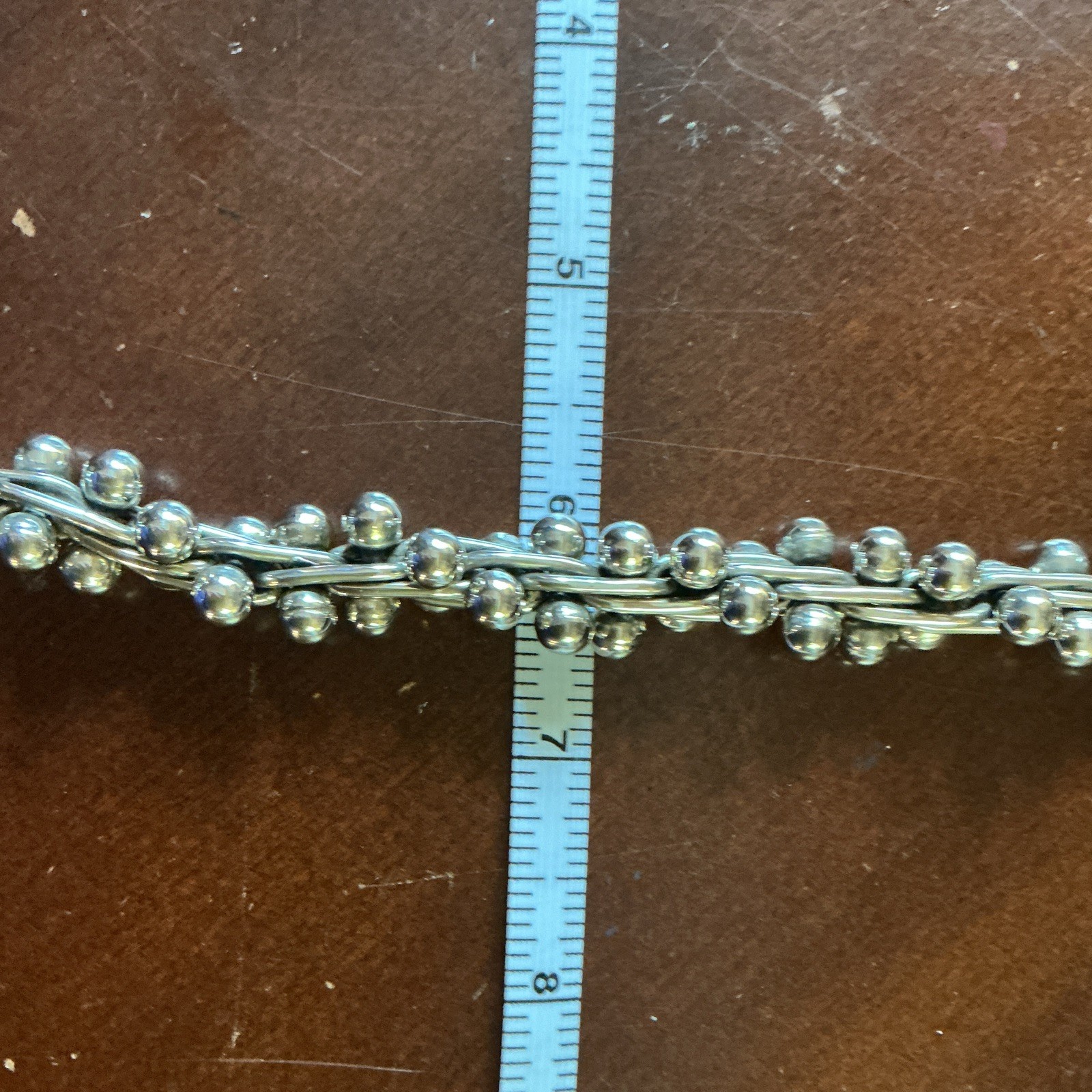 Vintage Sterling Silver 925 DNA twist bead-ball link Necklace