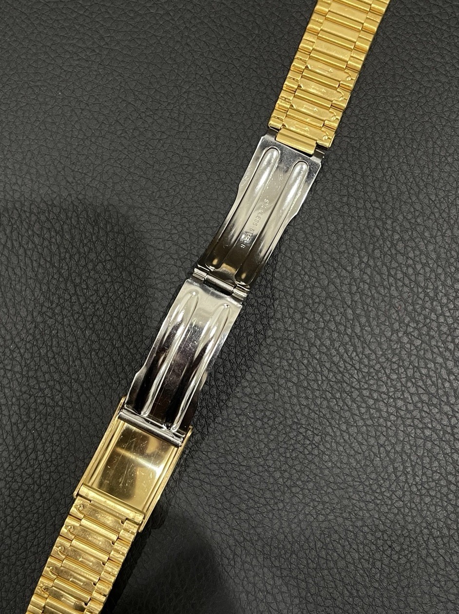 Seiko Yellow tone Gold Tone Link Watch Bracelet Band Fold Over Buckle Clasp