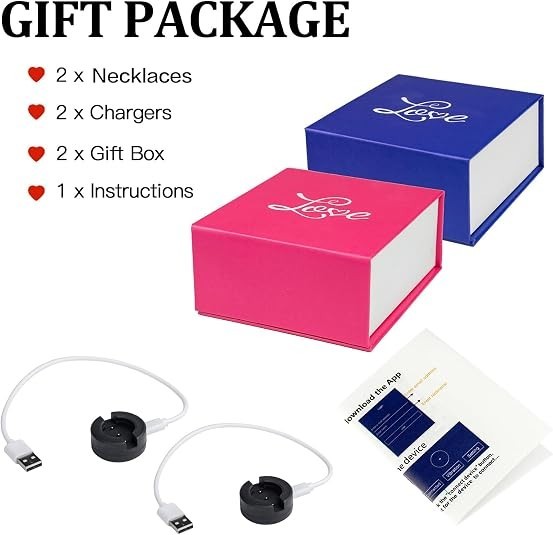 Long Distance Touch Necklaces,Vibration & Light up Remote Smart black