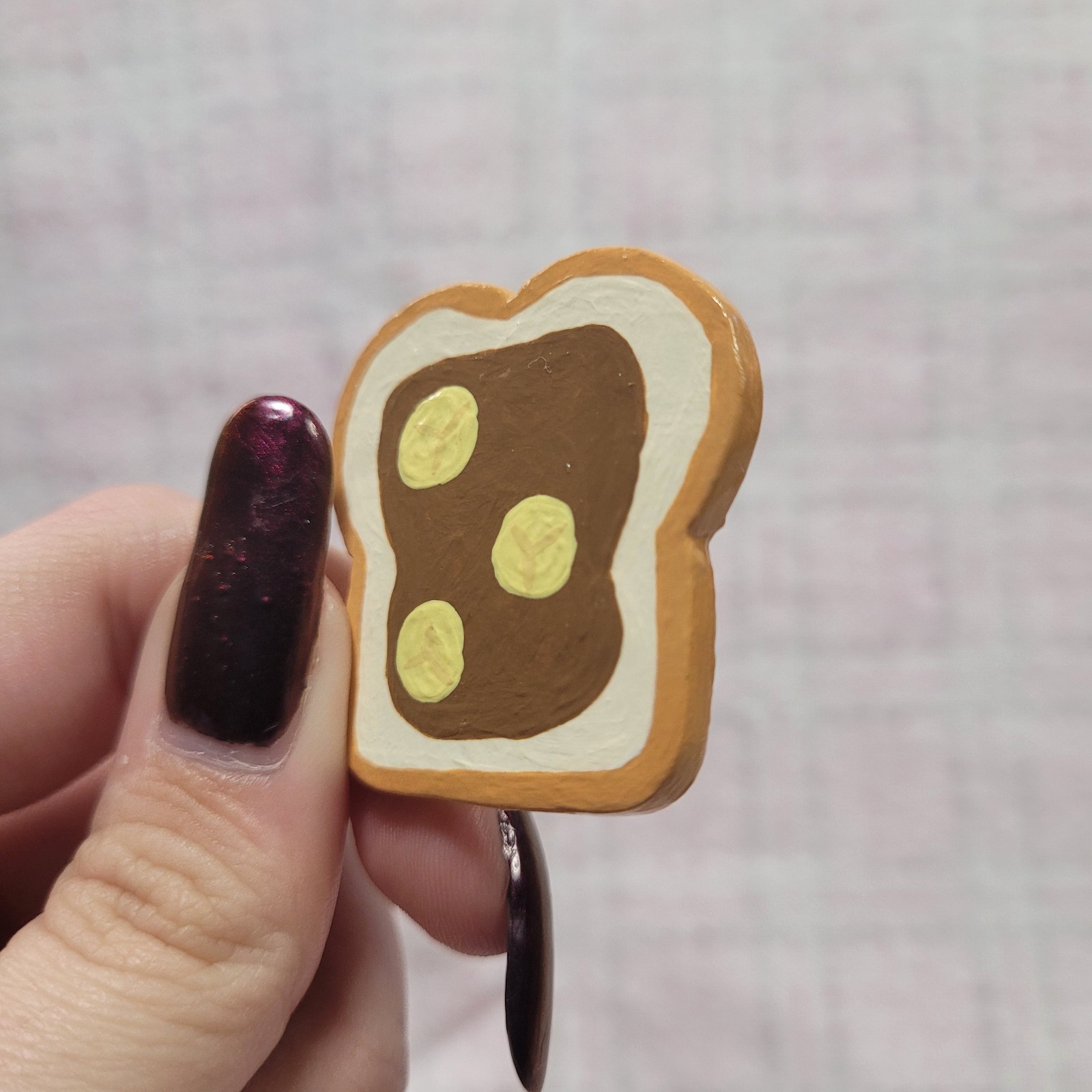 Handmade Art Polymer Clay Bread Toast Pin Food Cute Handcrafted