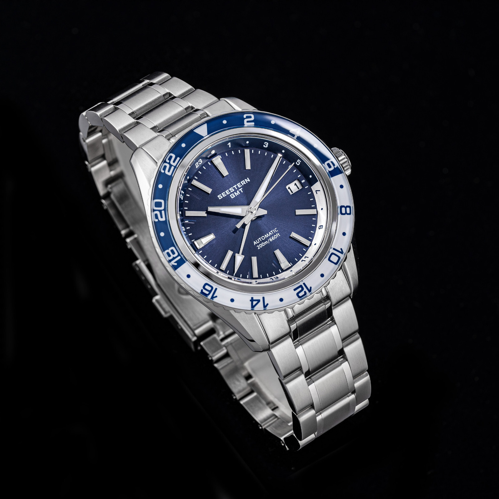 Seestern GMT S456.BE Sapphire Crystal Mechanical Mens NH34 Watch SEAGULL 1963