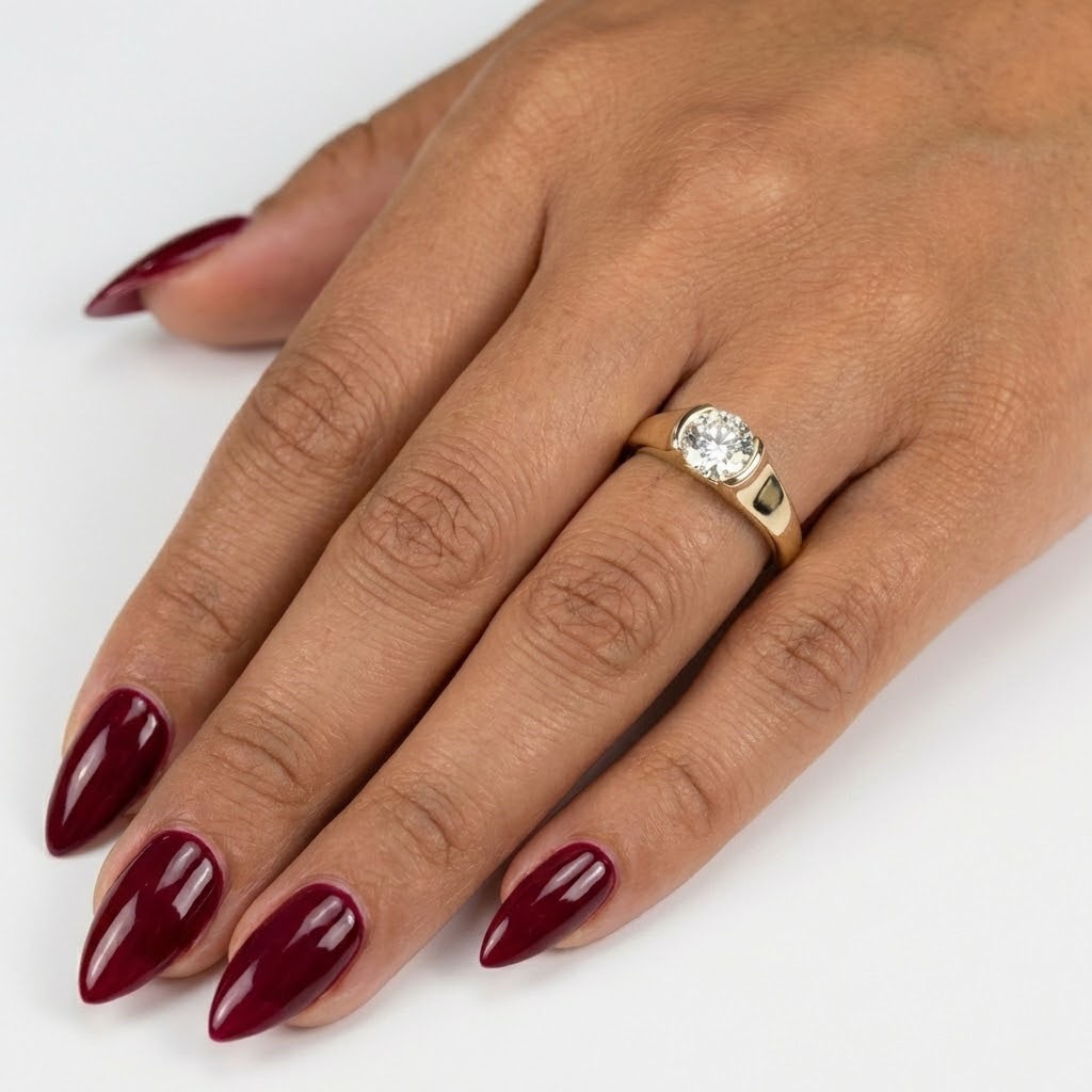 Solitaire Engagement Ring 14K Gold Classic 1.16 CT Round Lab-Grown Diamond I SI1