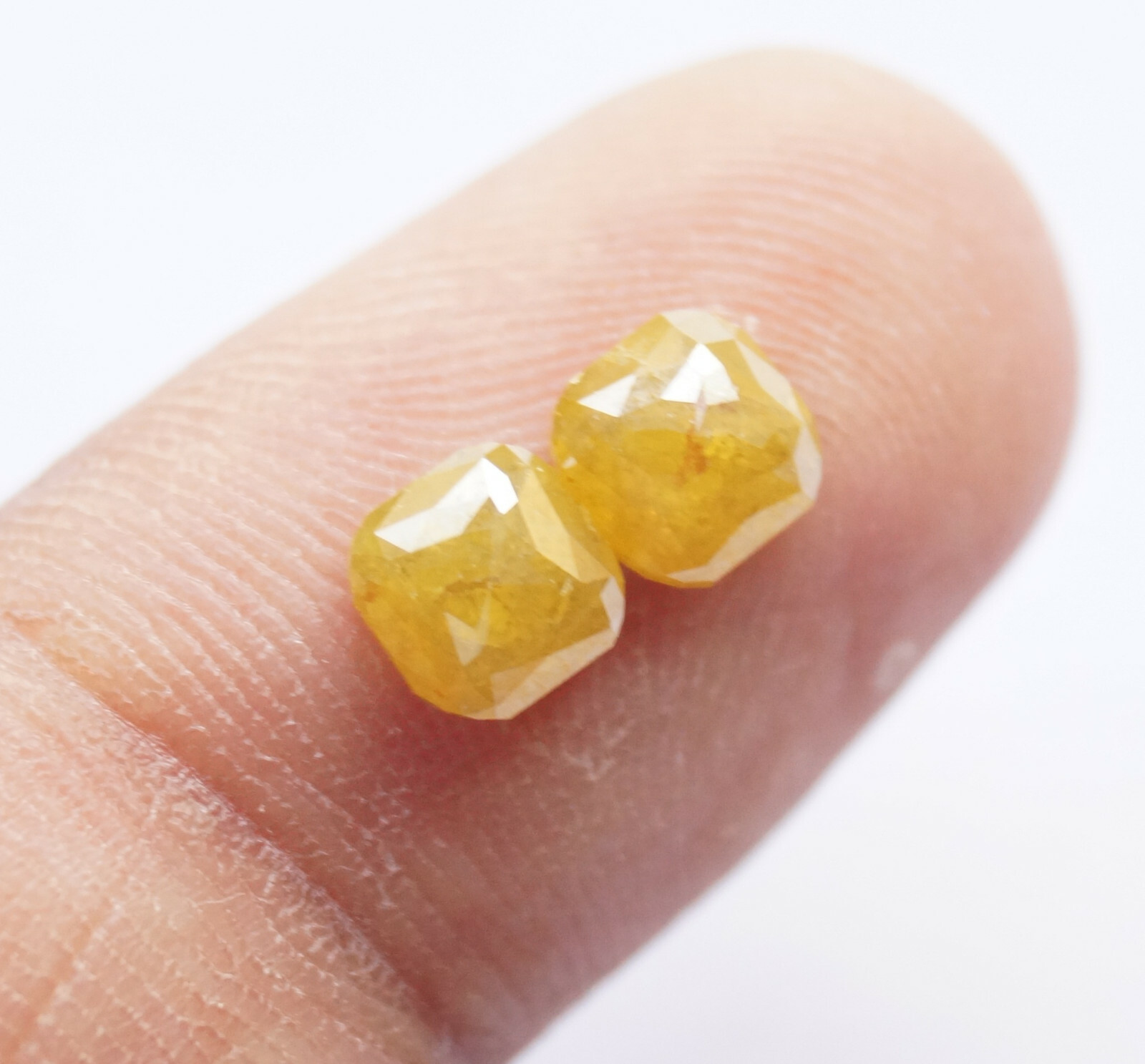 Natural Rose Cut Diamond Pair Cushion Yellow Color I3 Clarity 5.37MM 1.45Ct 1027