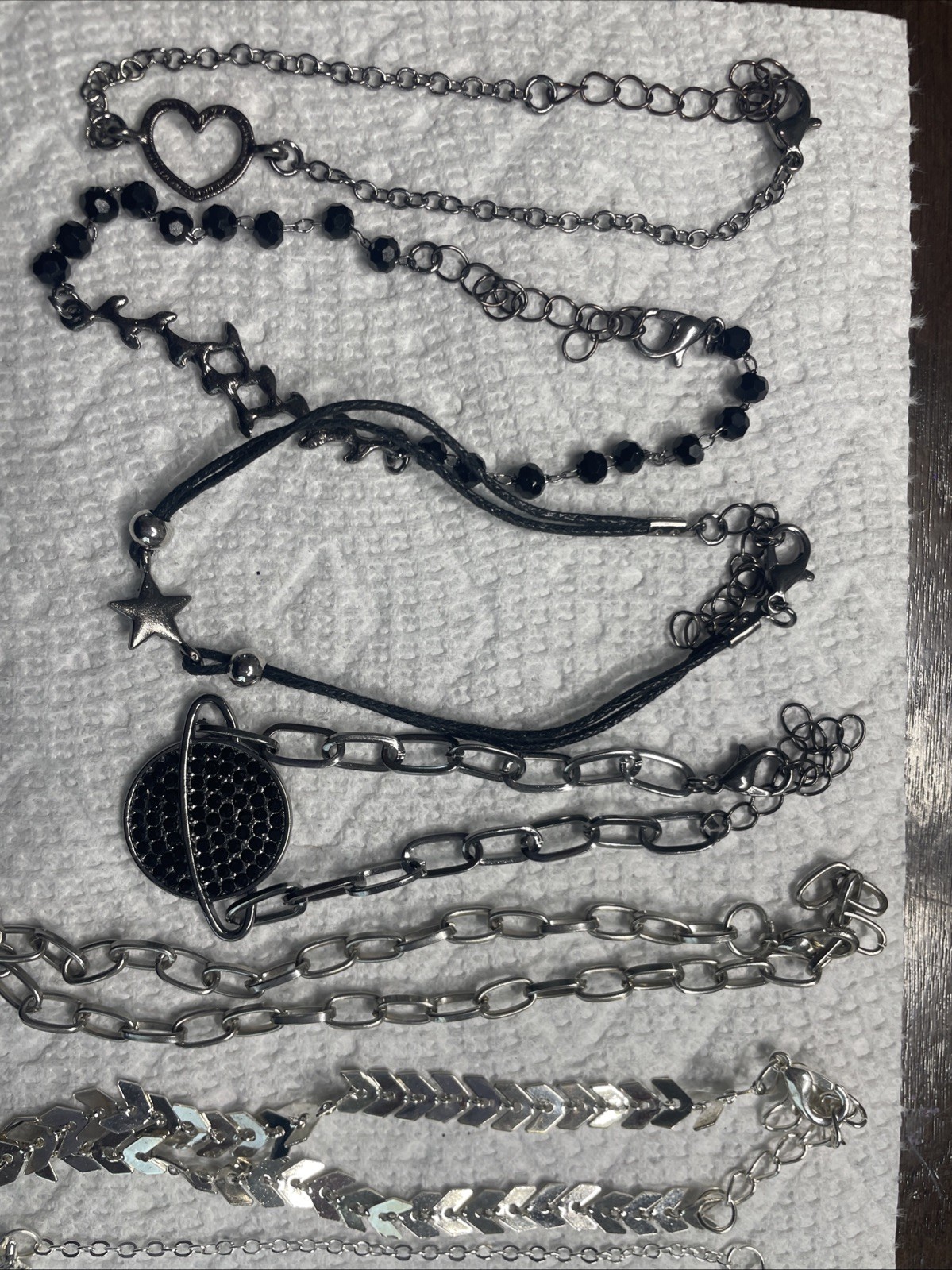10 Silver Toned Bracelets And Anklets All Adjustable. Any Occasion!