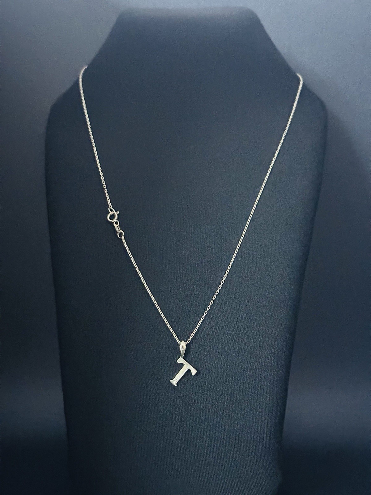 14K Solid Gold T Initial Necklace 1.95g 585 Yellow Gold Letter Pendant Chain