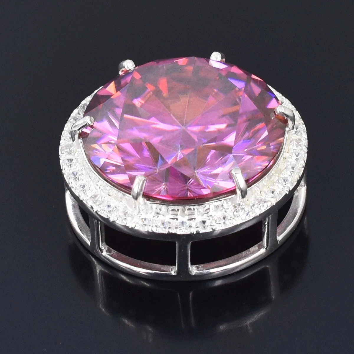 RARE 20.00 Ct Certified Pink Diamond Solitaire Pendant 925 Silver Great Shine