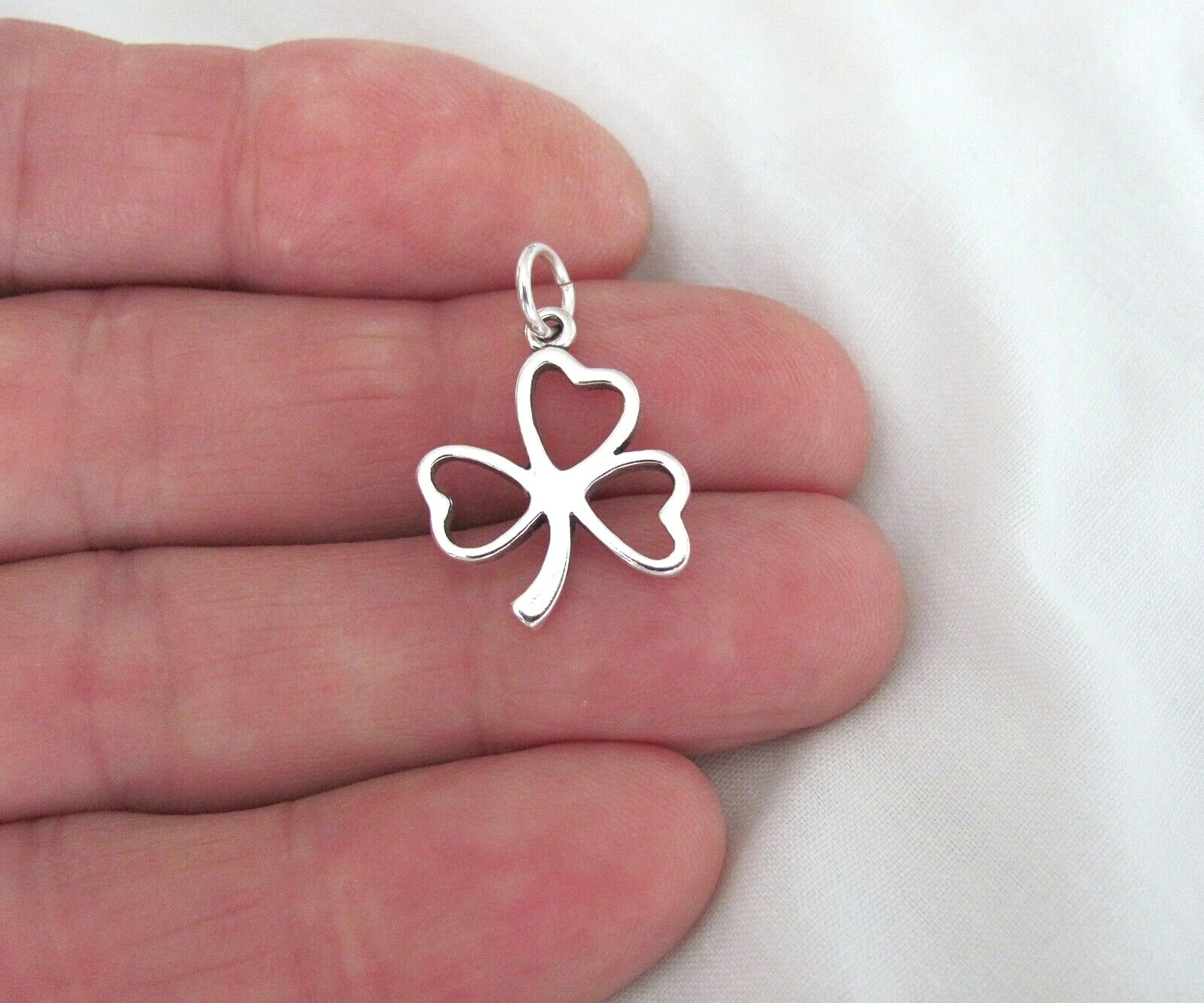 Sterling Silver shamrock clover outline charm