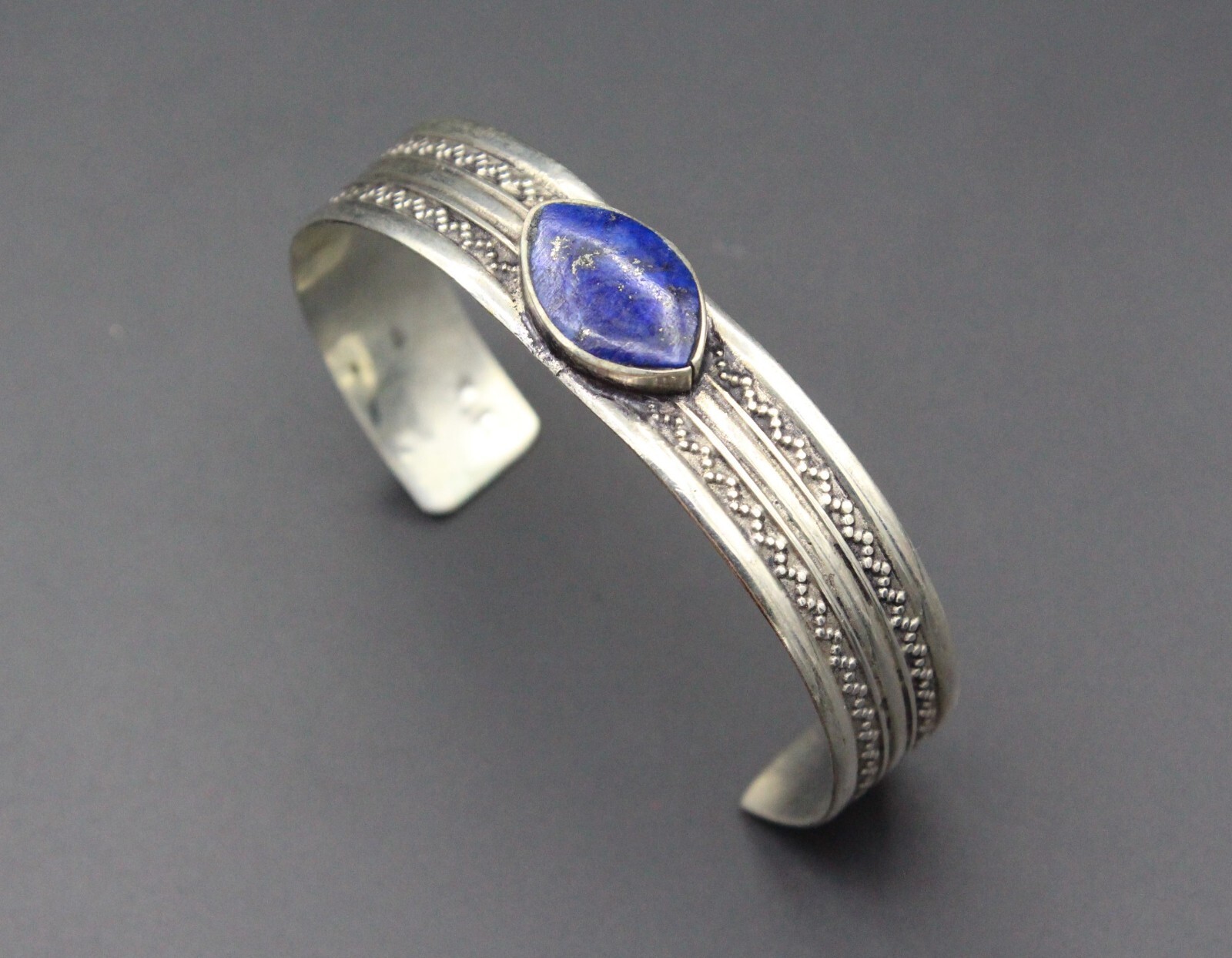 Afghan Bracelet, Lapis Lazuli Stones Bracelet, Cuff Alpaka Kuchi Boho Bracelet