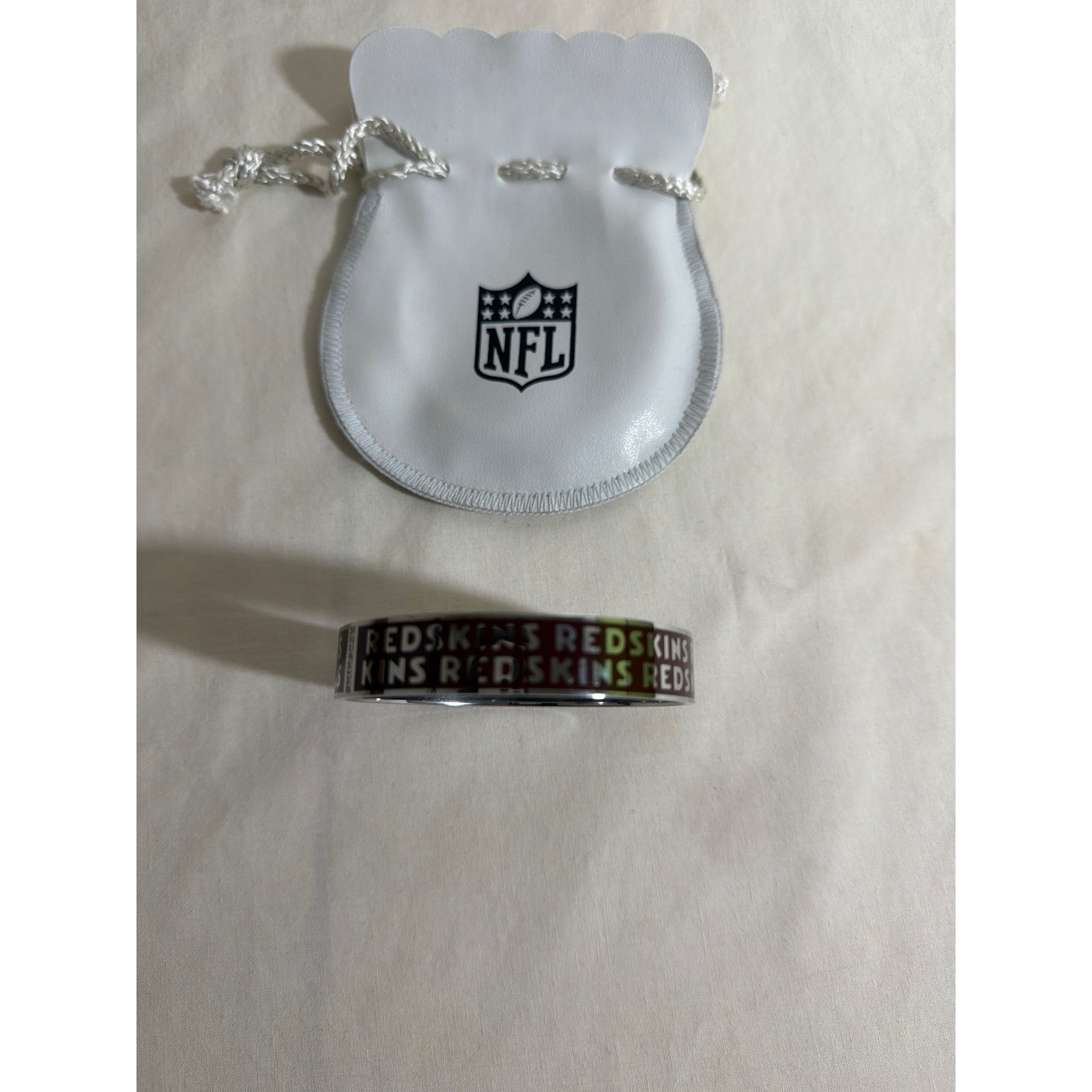 NFL Washington Redskins Stainless Steel Bangle Bracelet Silver Burgundy Gold 8in