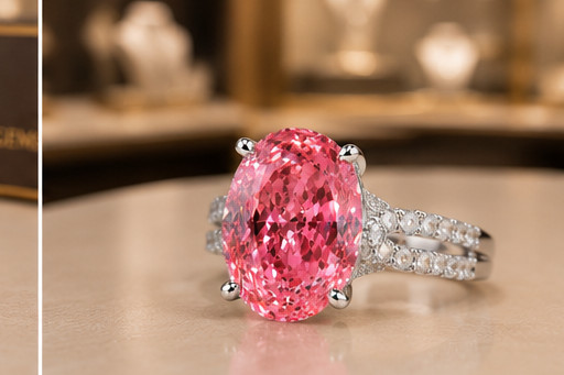 Natural Pink Sapphire & Diamond Wedding Gift Ring 14k White Gold 6 (Import Free)