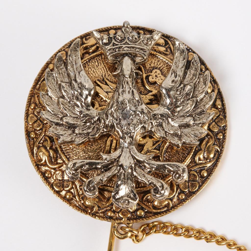 Art Arthur Pepper Crown Eagle Fleur De Lis Gold Silver Tone Stick Brooch Pin