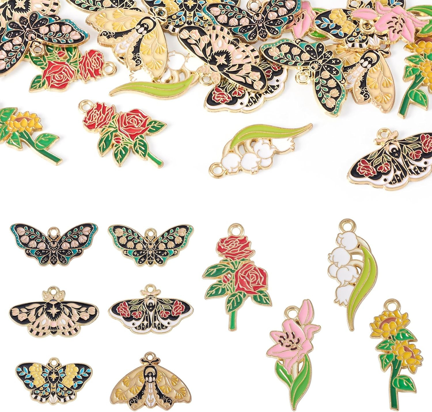 Butterfly Earring Charms Alloy Enamel Animal Dangle Pendants Cute Butterfly Neck