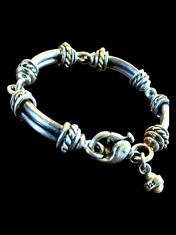 5.5″ x 11mm DAVID WYSOR Solid Sterling 18k Curved Link Bracelet. Made in USA!