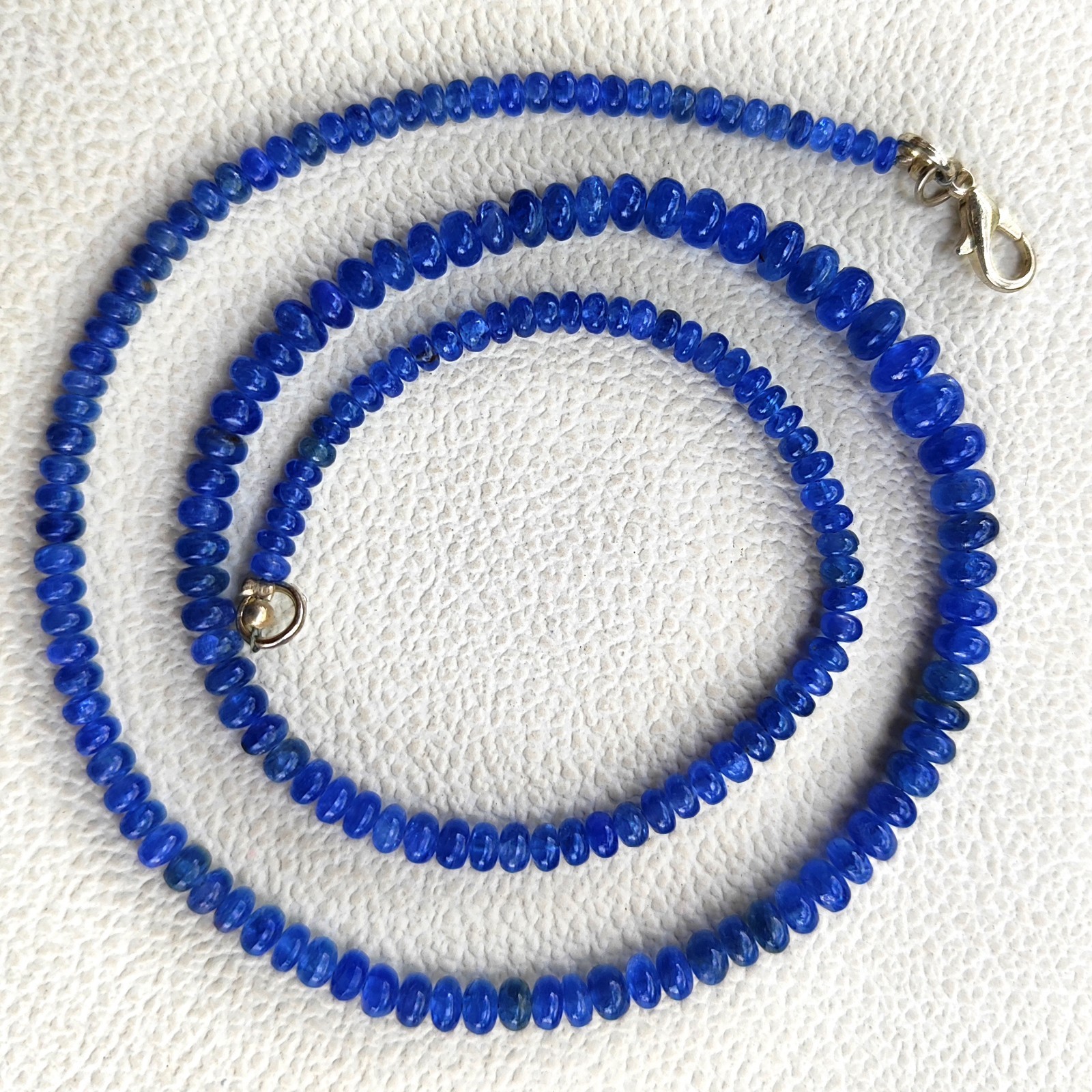 Natural Myanmar Sapphire 3-6.5mm Smooth Rondelle Beads 18″ Gemstone Necklace