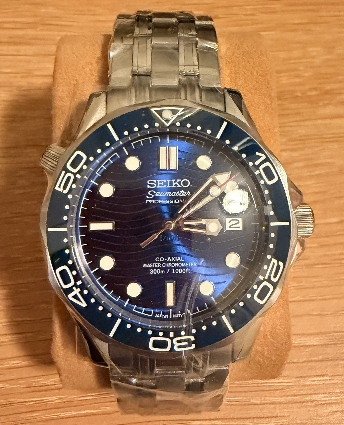 Seiko Mod Seamaster Professional Auto 42mm Blue Wave Dial Date with Box