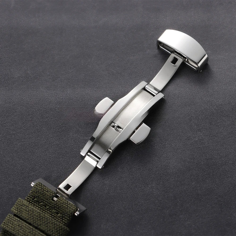 Quick Release Nylon Leather Strap 20/22mm Butterfly Buckle for Omega Seiko