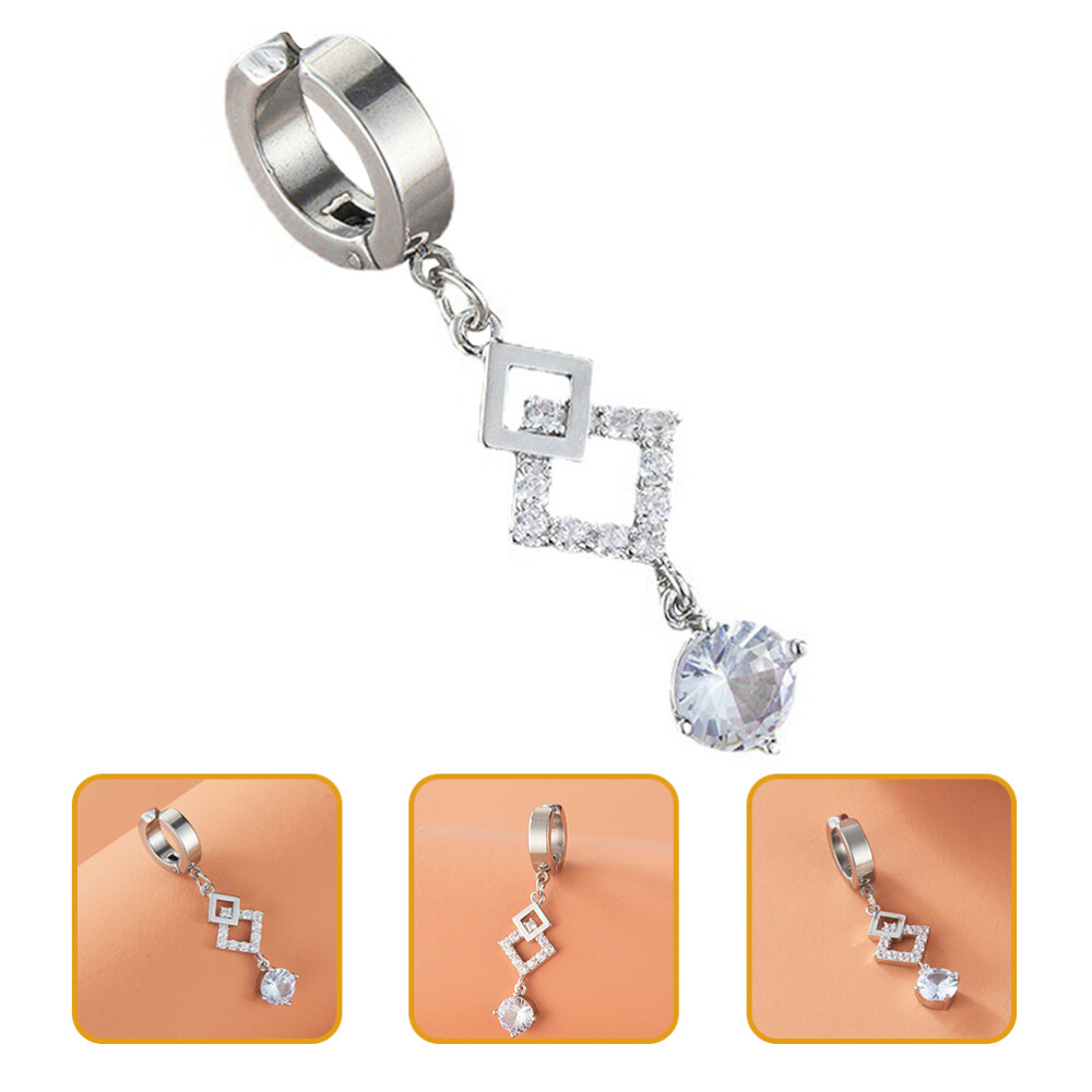 Belly Button Rings Clip On Dangle Zircon Belly Ring Pendant Women Body Jewelry