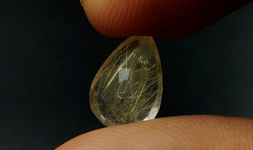 4.1 CT Golden Rutilated Quartz Pear Shape 13.3X9.10mm Faceted Cut Gemstone W64
