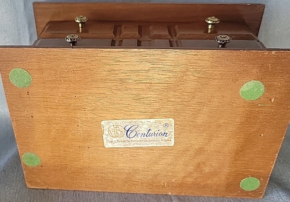 Vintage Wood Centurion Jewelry Box Imports Taiwan Velvet Lined 1970’s