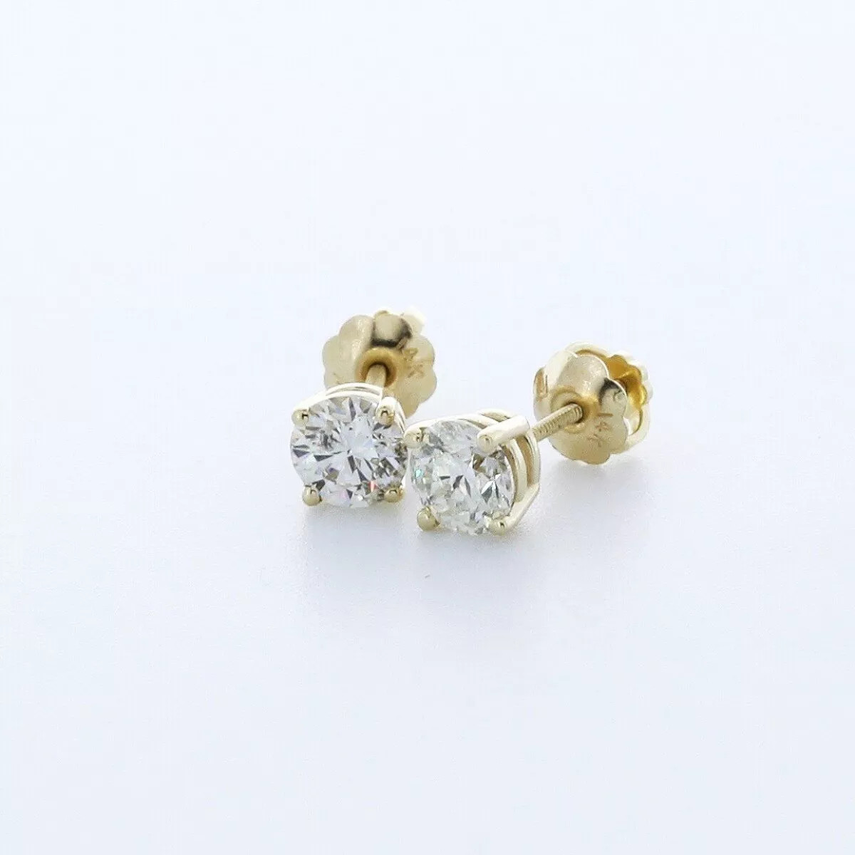 Solid 14K White Gold Stud Earrings Classic 1.31 CT Round Natural Diamond H SI2