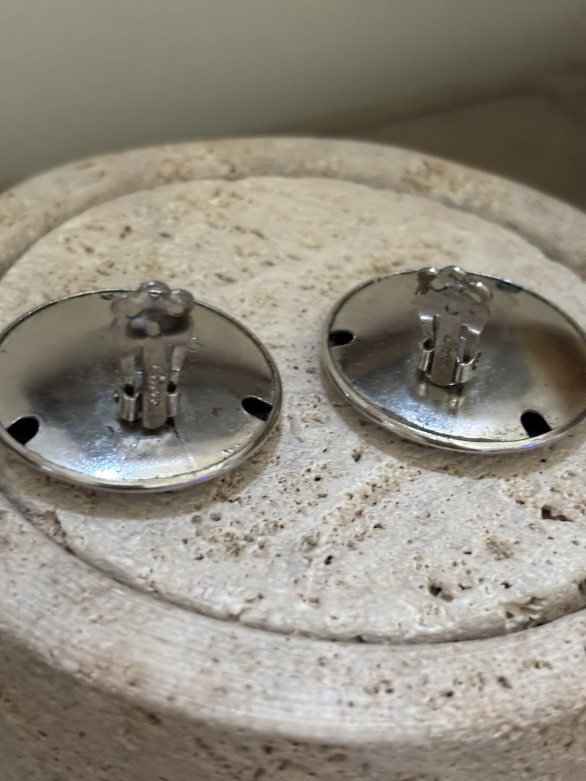 Vintage CORO Pegasus Silver-tone Clip-on Round Earrings Puffy Button