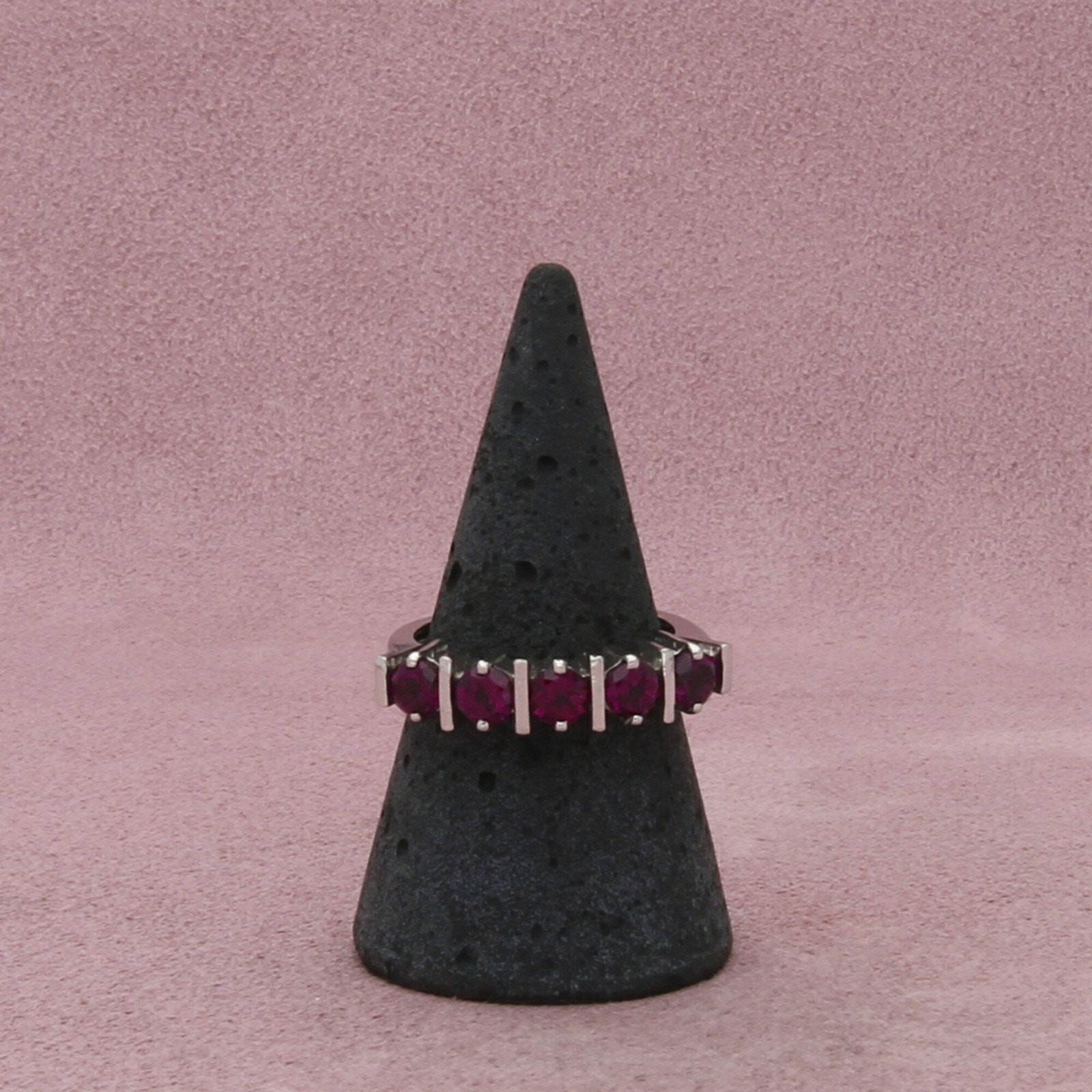 sterling silver round-cut cz rhodolite ring size 7.75