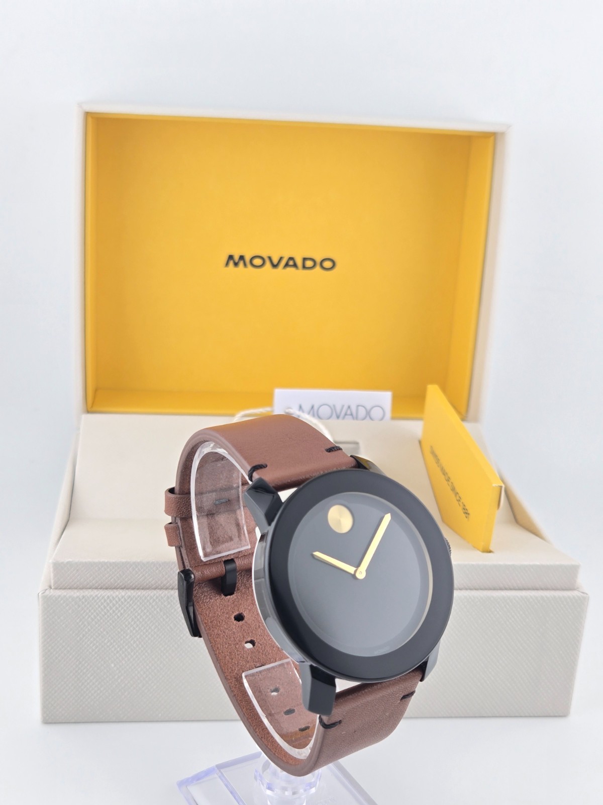 Movado Men’s Bold Black Dial Brown Leather Strap Watch – 3600305 ($695 MSRP)