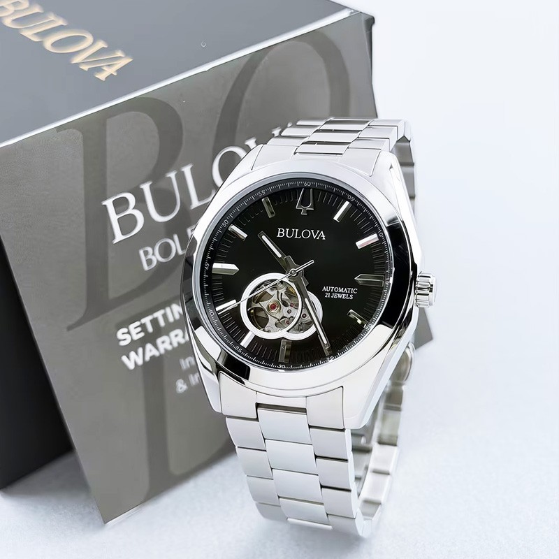 Bulova Surveyor 96A270 Automatic Black Dial Silver Strap Automatic Men’s Watch