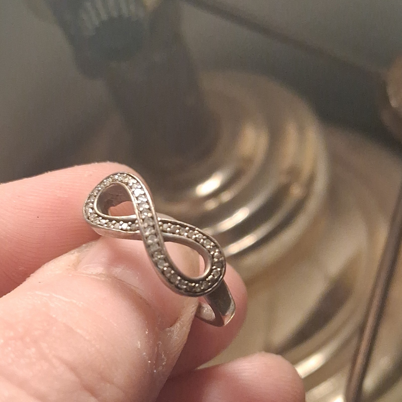 Infinity Band Ring Size 7 Silver Tone Metal Band Infinity Theme Stackable