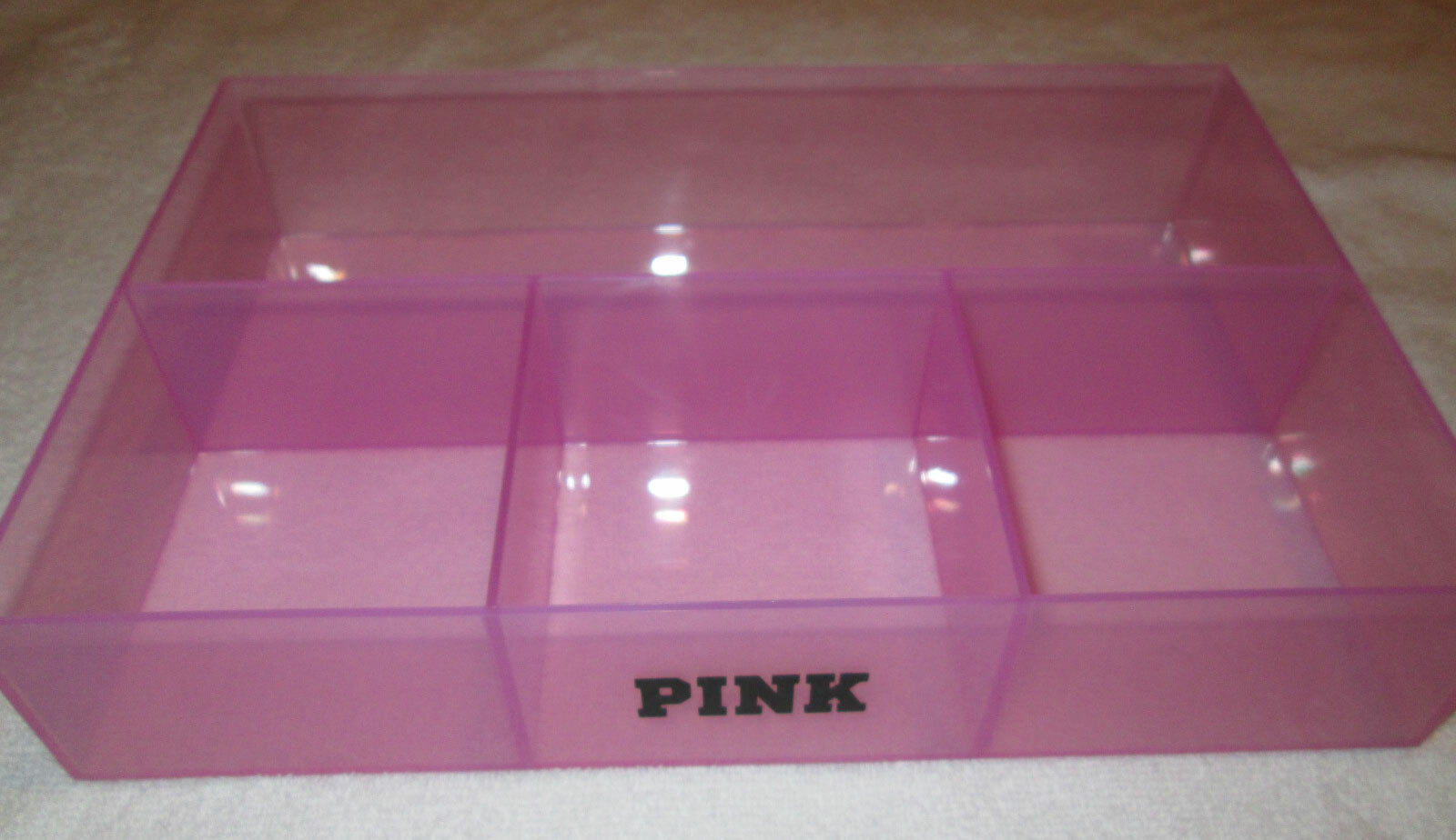 Victoria’s Secret PINK Acrylic 12″ X 8″ x 2.5″ Beauty Drawer Organizer Tray NWT