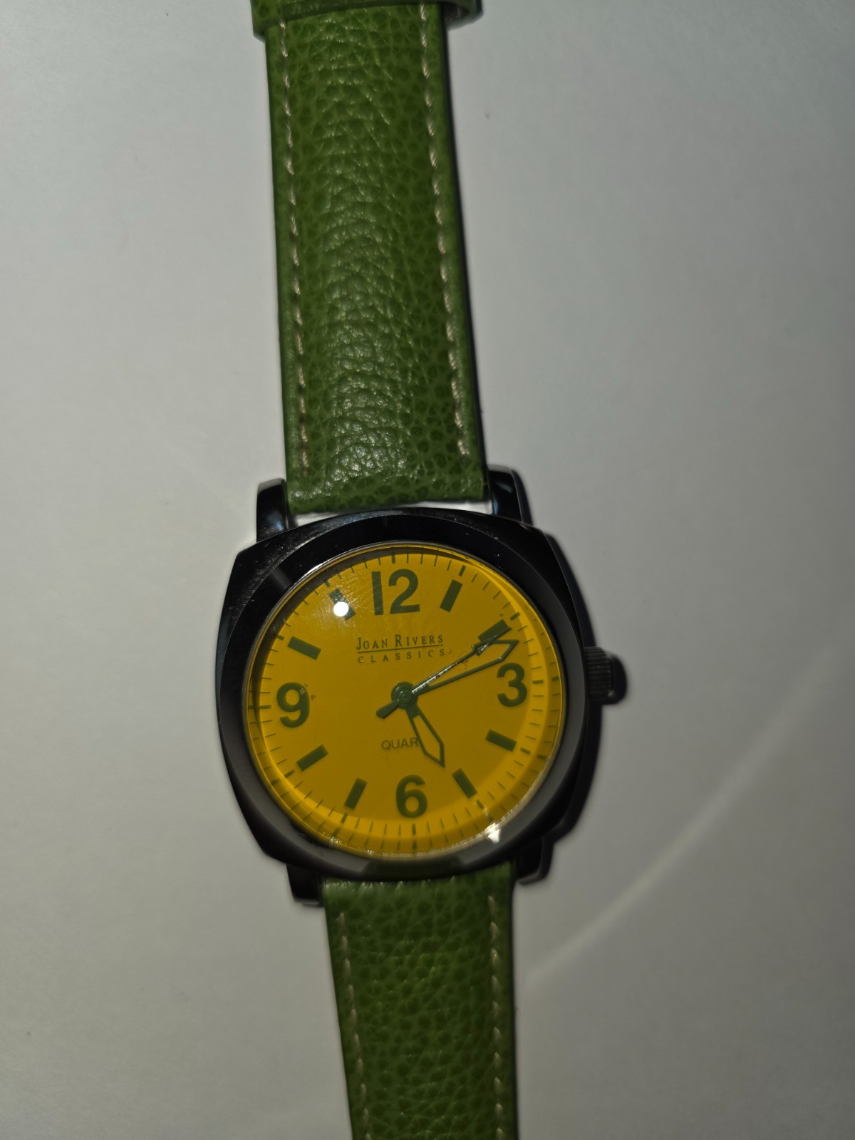 Joan Rivers Classics V377 Watch Leather Wristwatch stainless steel green yellow