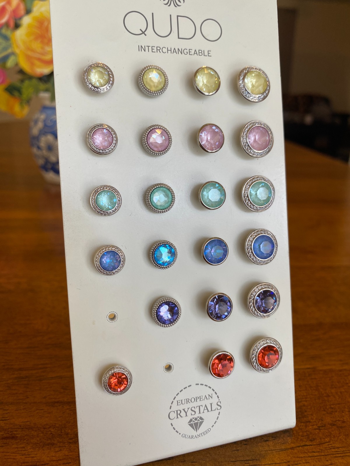 QUDO Tops Toppers Interchangeable Colorful Crystals In Silver Or Gold Tone