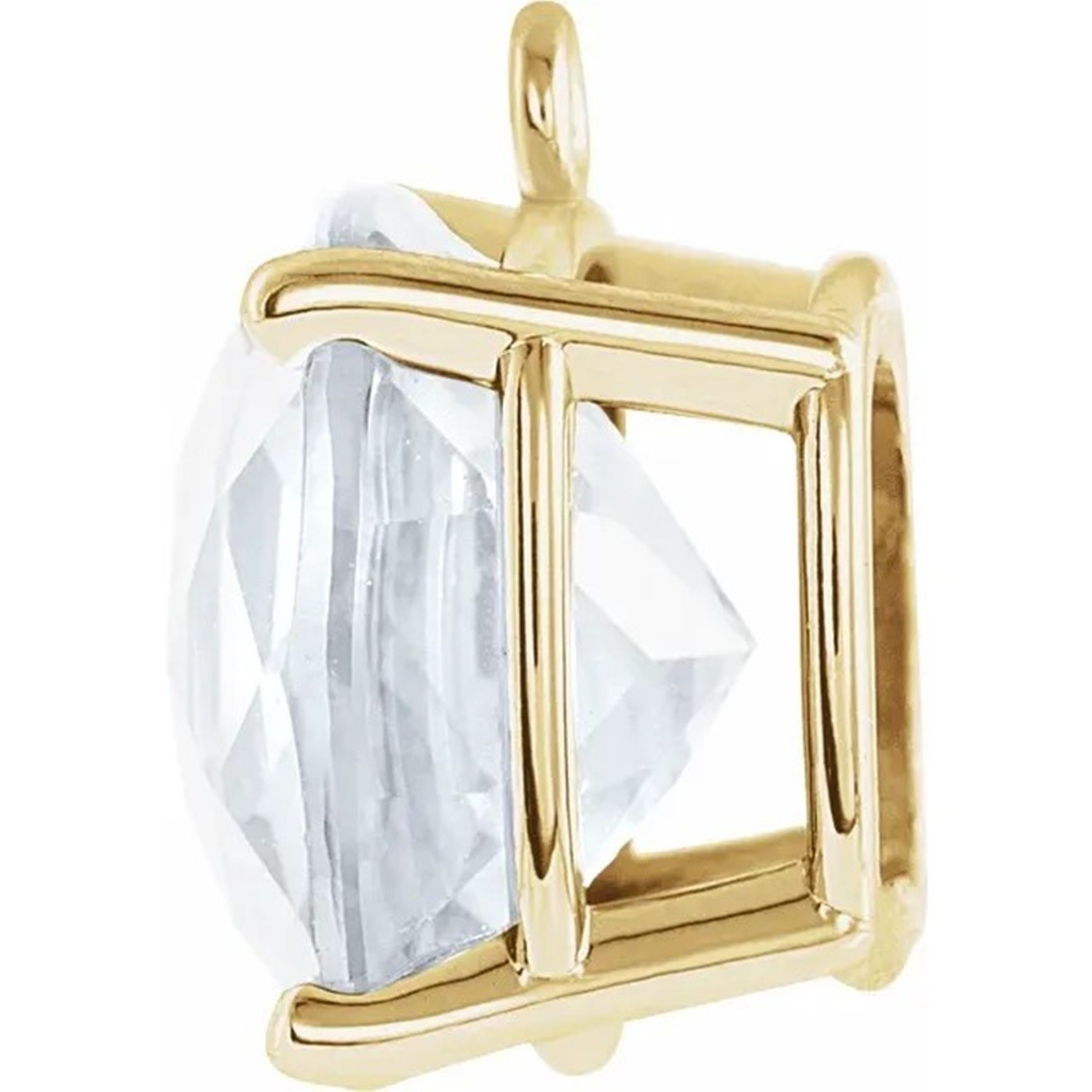 14K Yellow Gold Dangle Setting Cushion Cut 4 Prong Basket Designed Mounting USA
