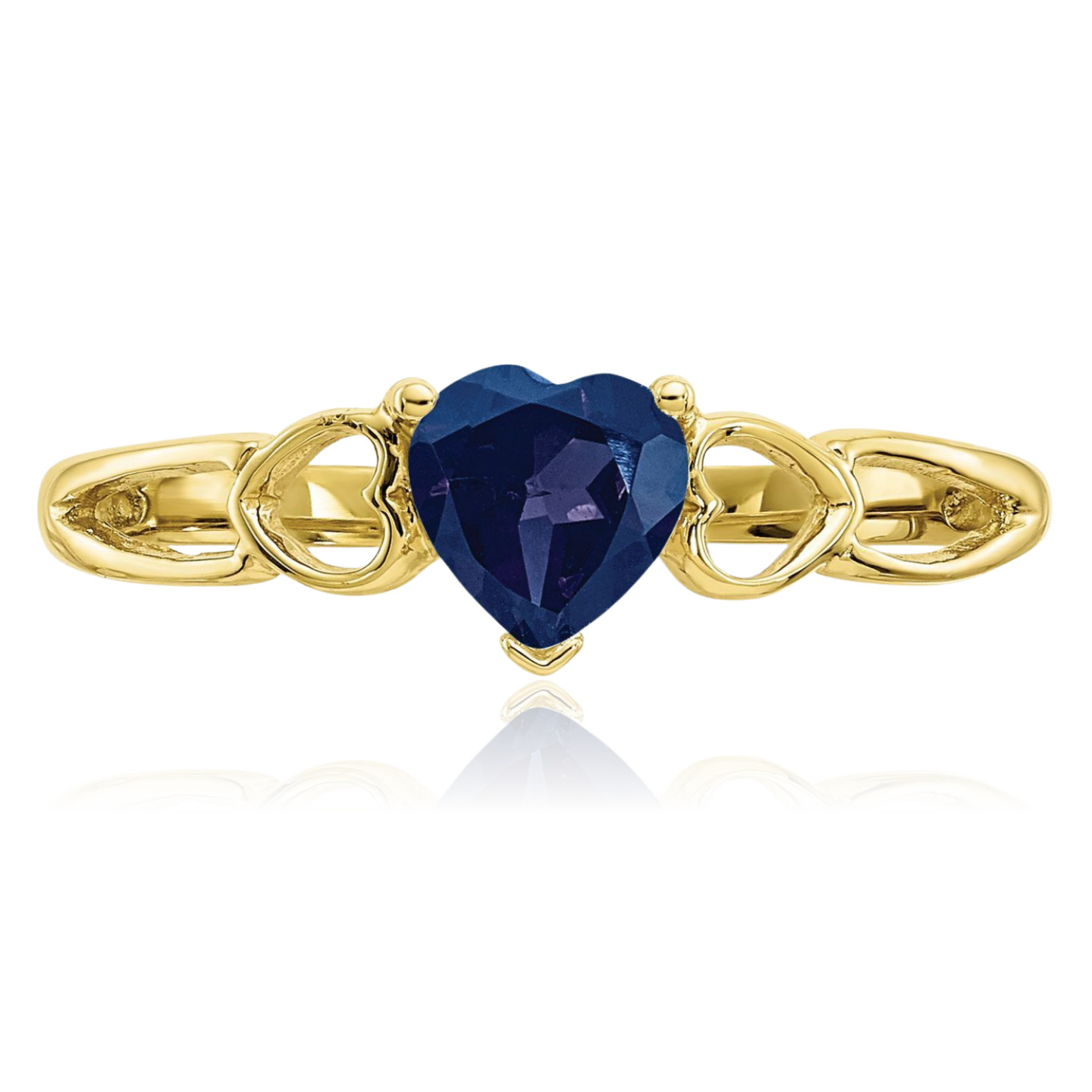 10K Solid Yellow Gold 0.57 ct Blue Sapphire Solitaire Promise Ring Heart Cut,